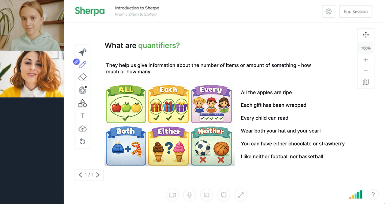 Online English lesson preview